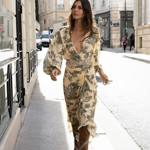 Johanna Ortiz Al Son Del Tambor Silk-Georgette Midi Dress + Woven Belt - Picture 1 of 16